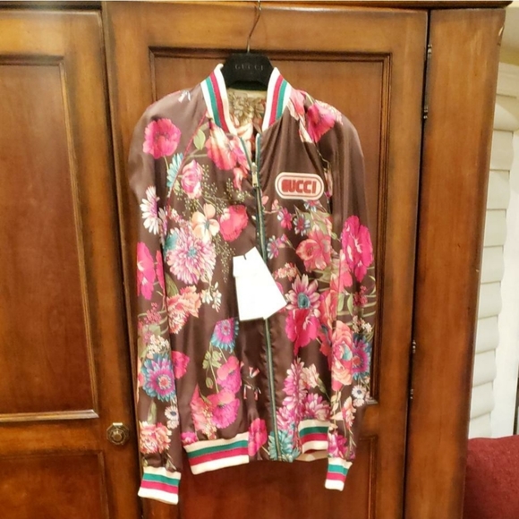 Reversible Gucci silk floral bomber - Picture 1 of 5
